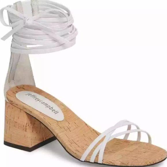 Jeffrey Campbell Shoes - Jeffrey Campbell White Cork Heel Sandals 9.5